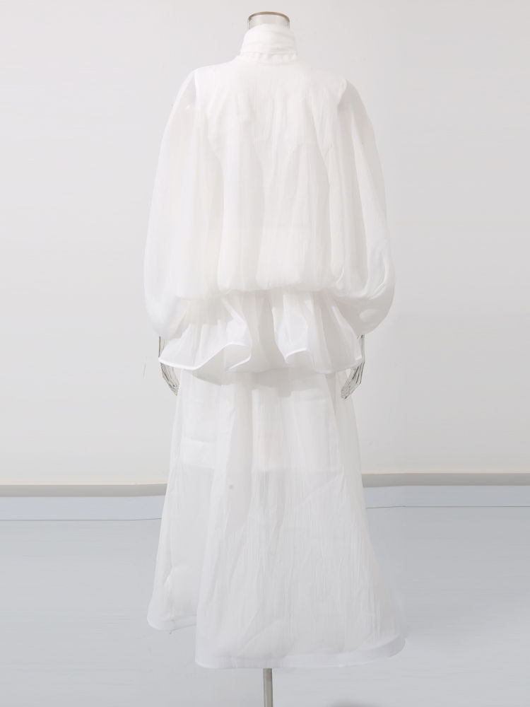 TWOTWINSTYLE Turtleneck Patchwork Bowknot Elegant Dress