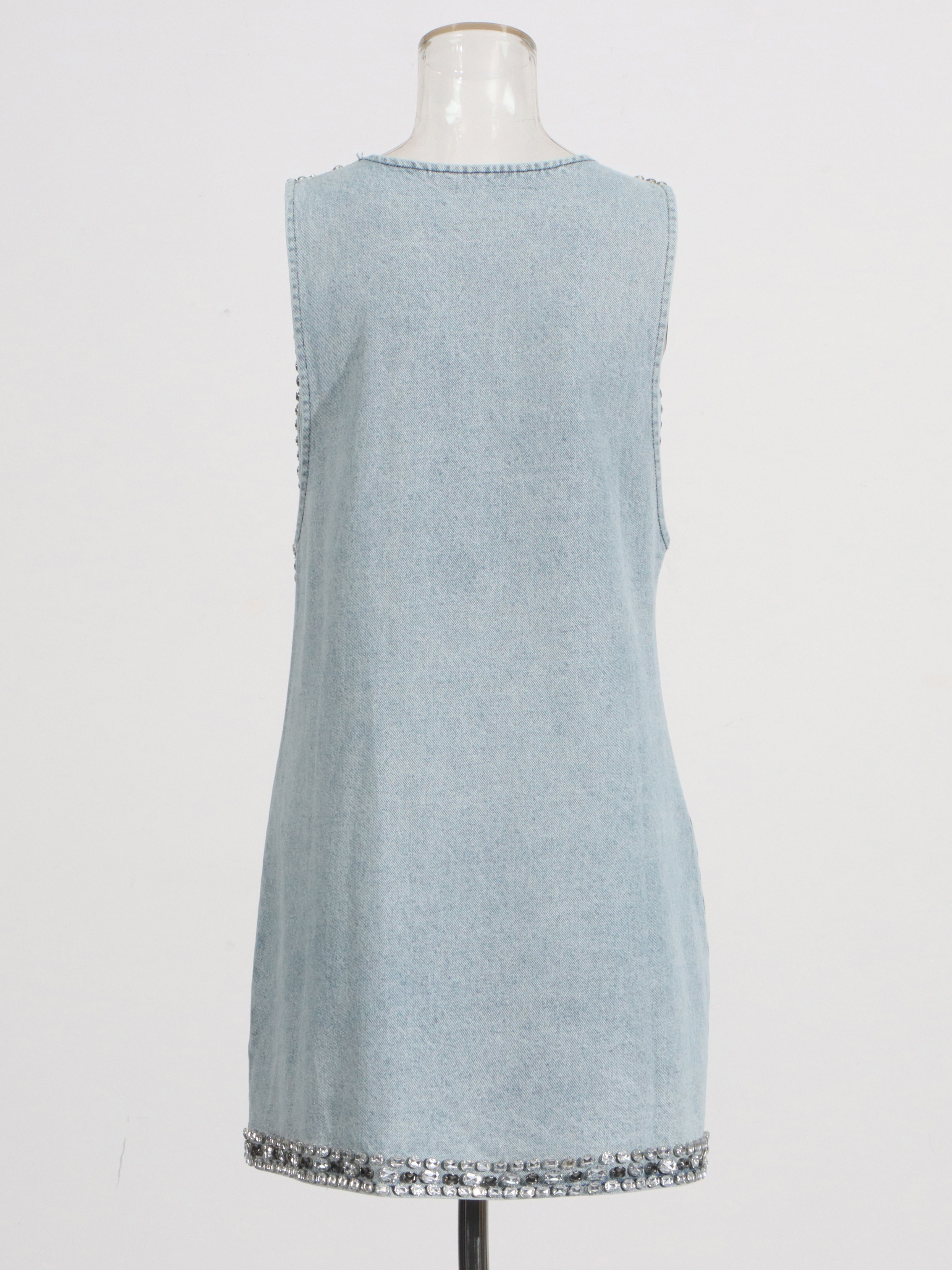 TWOTWINSTYLE  V Neck Sleeveless Patchwork Diamond Sexy Dress