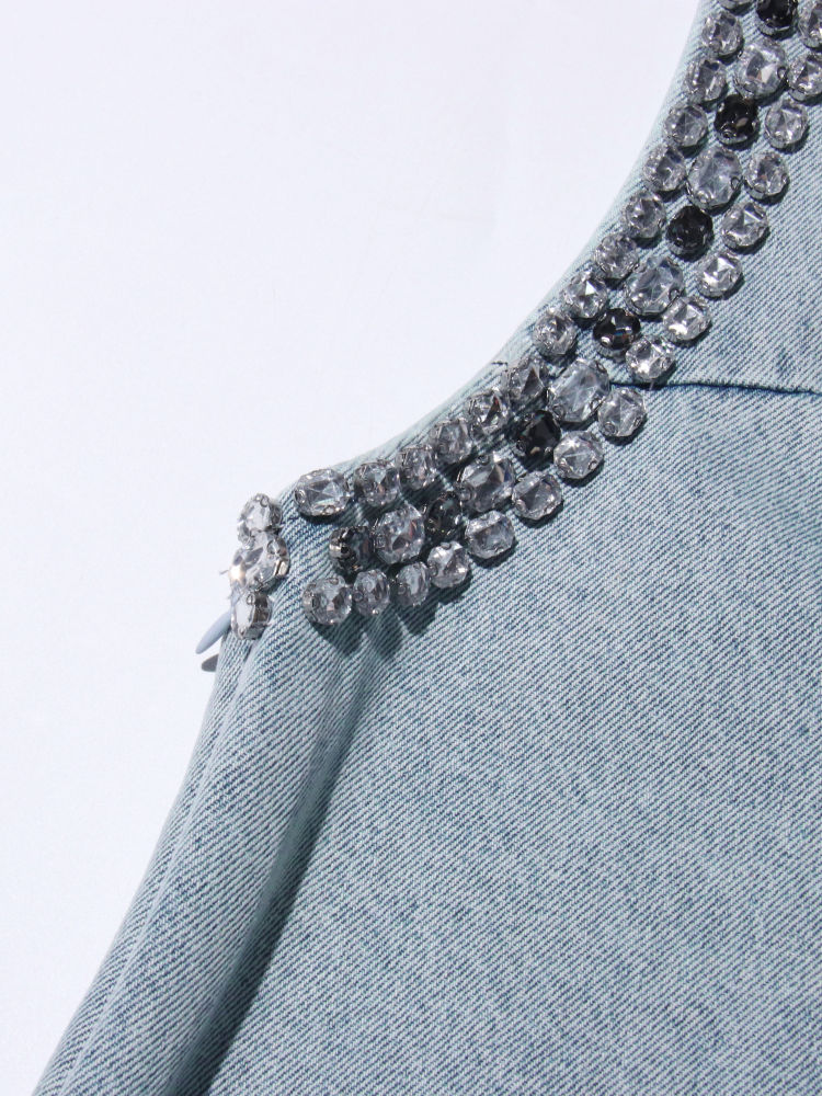 TWOTWINSTYLE  V Neck Sleeveless Patchwork Diamond Sexy Dress