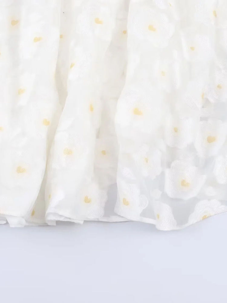 TWOTWINSTYLE Puff Sleeve V Neck High Waist Fashion Dress
