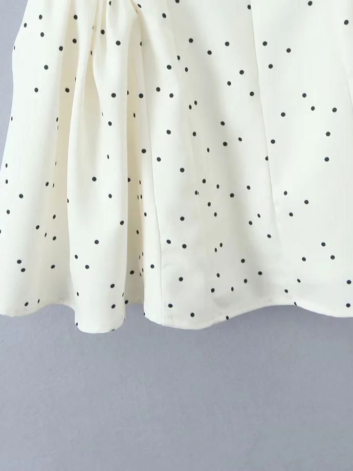 TWOTWINSTYLE V Neck Wave Point Tunic Elegant Mini Dress