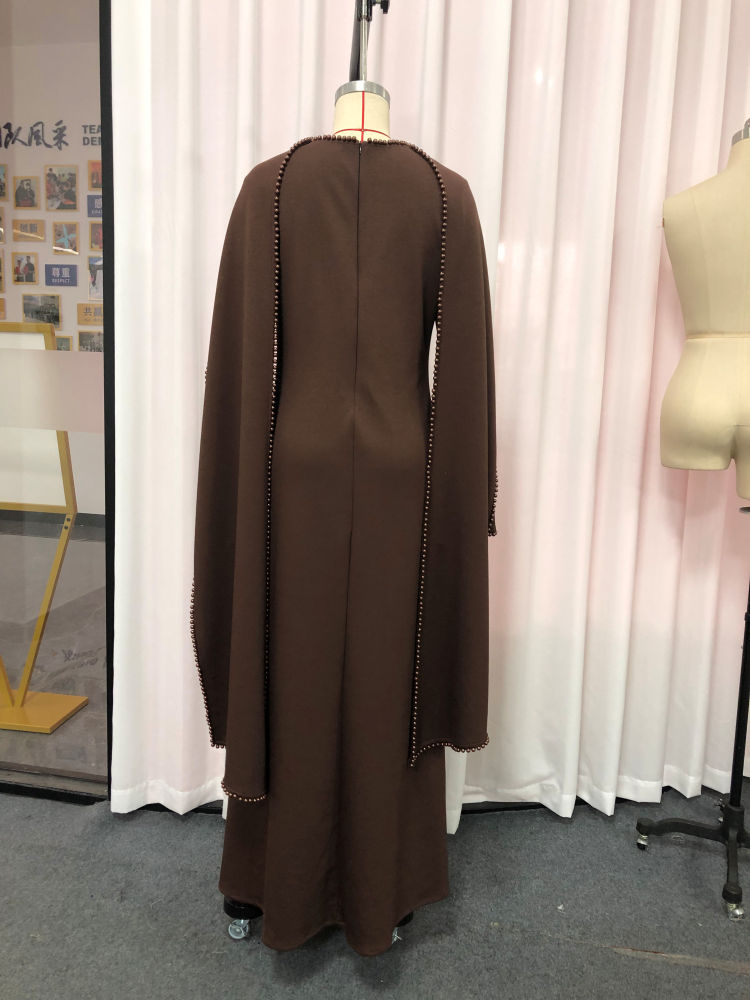 TWOTWINSTYLE Cape Style Shoulder Design Patchwork Steel Ball Chic Dress