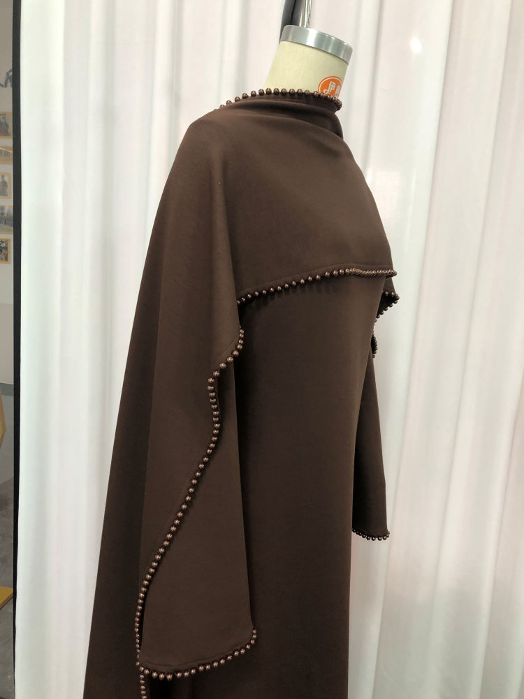 TWOTWINSTYLE Cape Style Shoulder Design Patchwork Steel Ball Chic Dress