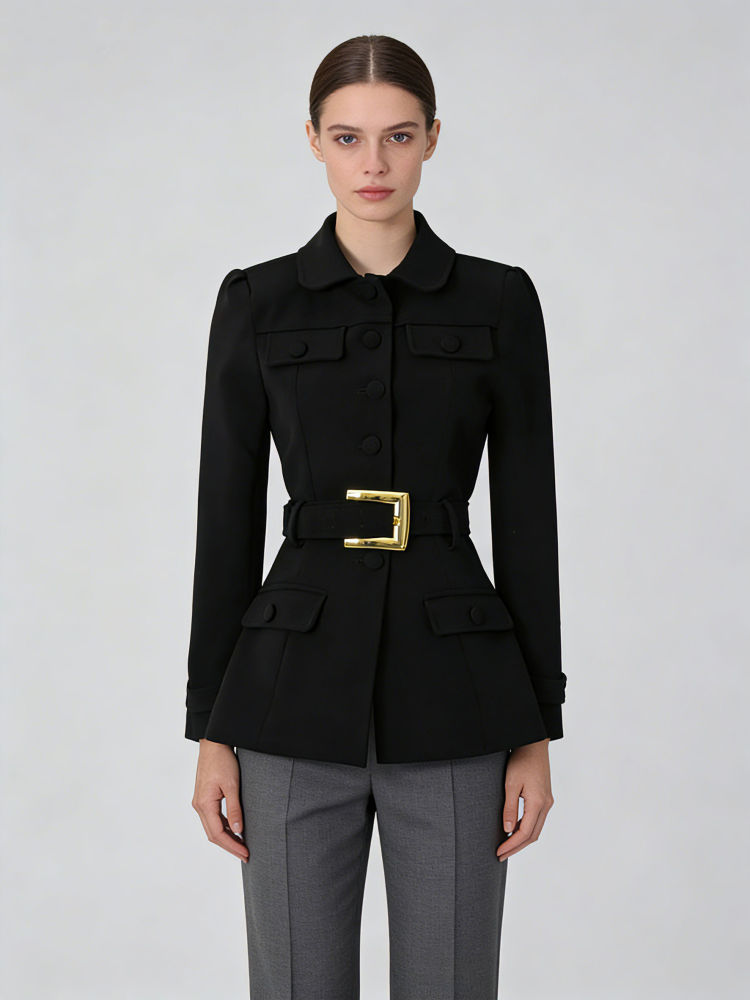 TWOTWINSTYLE Lapel Long Sleeve Tunic Fashion Coat