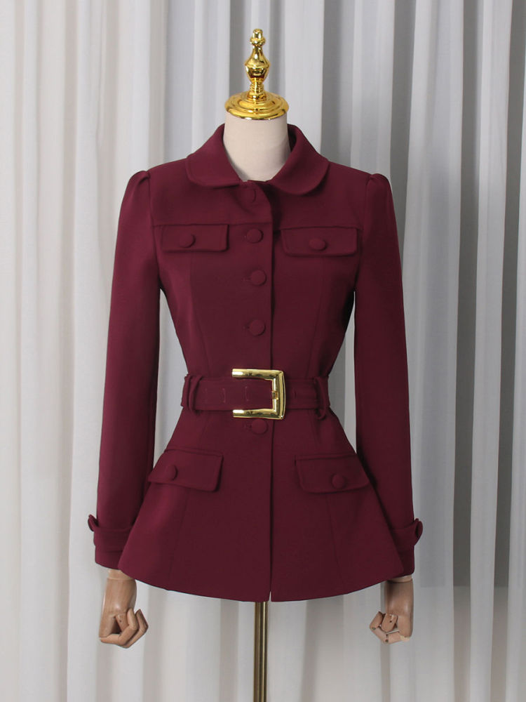 TWOTWINSTYLE Lapel Long Sleeve Tunic Fashion Coat