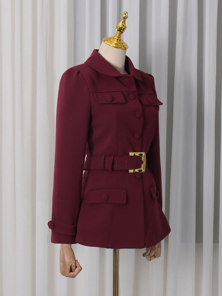 TWOTWINSTYLE Lapel Long Sleeve Tunic Fashion Coat