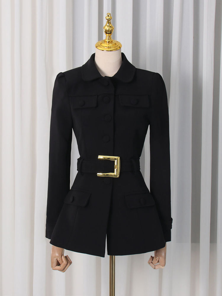 TWOTWINSTYLE Lapel Long Sleeve Tunic Fashion Coat