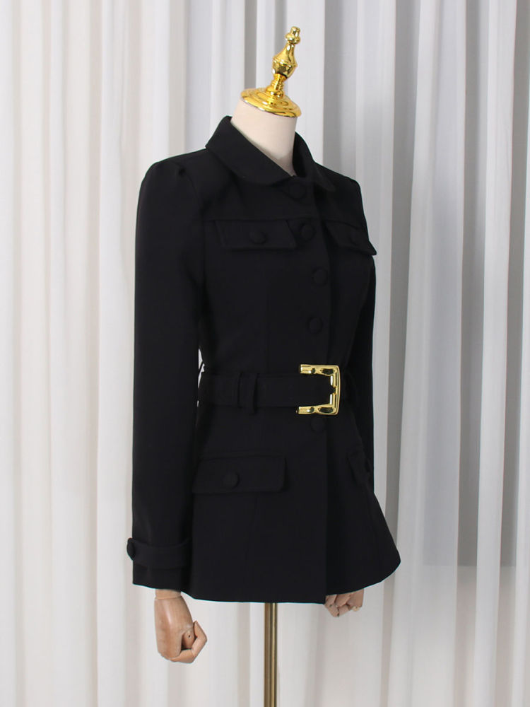 TWOTWINSTYLE Lapel Long Sleeve Tunic Fashion Coat