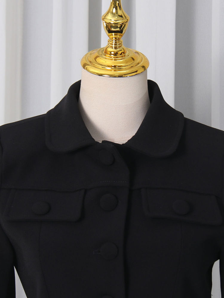 TWOTWINSTYLE Lapel Long Sleeve Tunic Fashion Coat