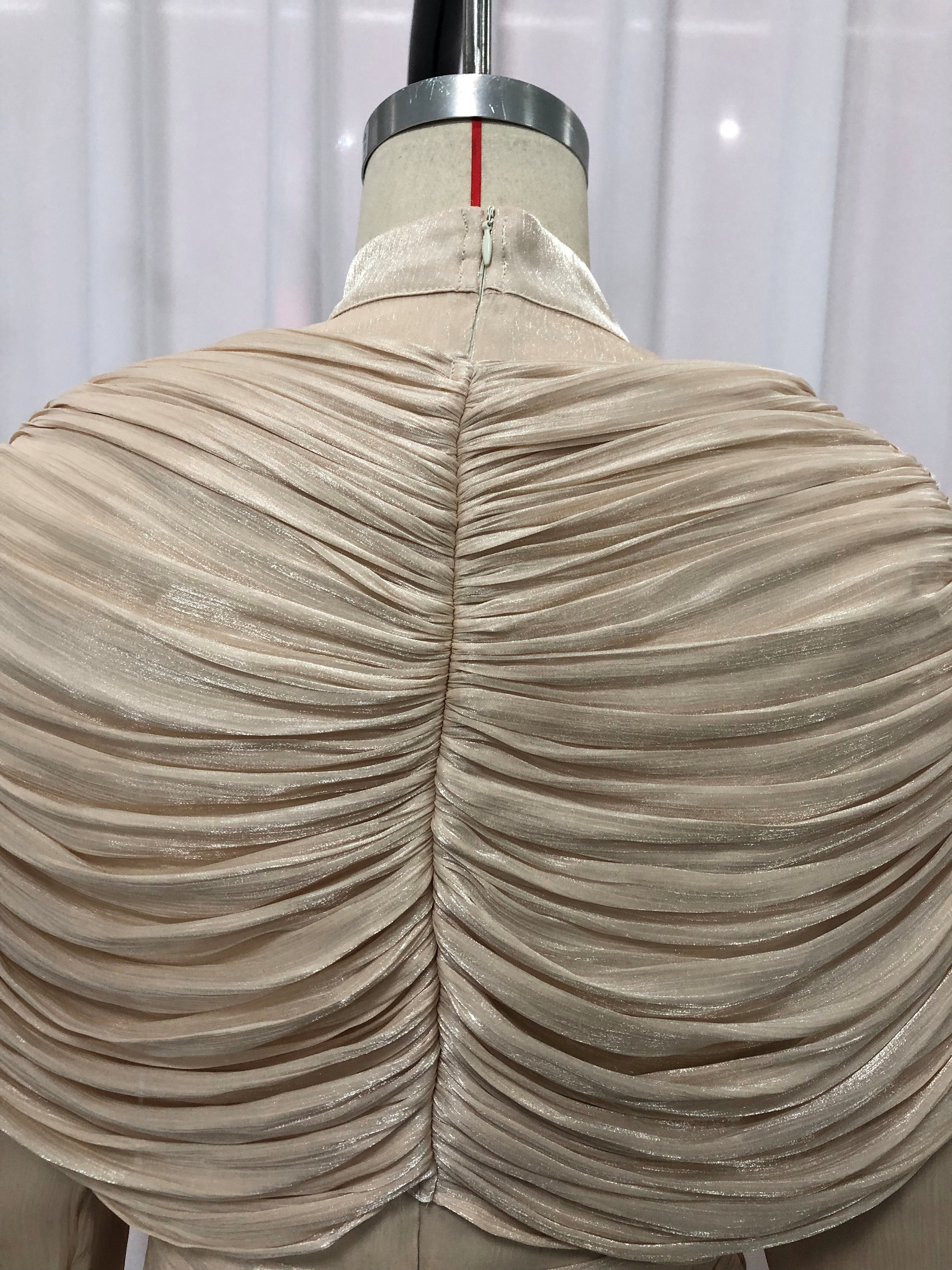 TWOTWINSTYLE Stand Collar Ruffles Minimalist Mini Dress