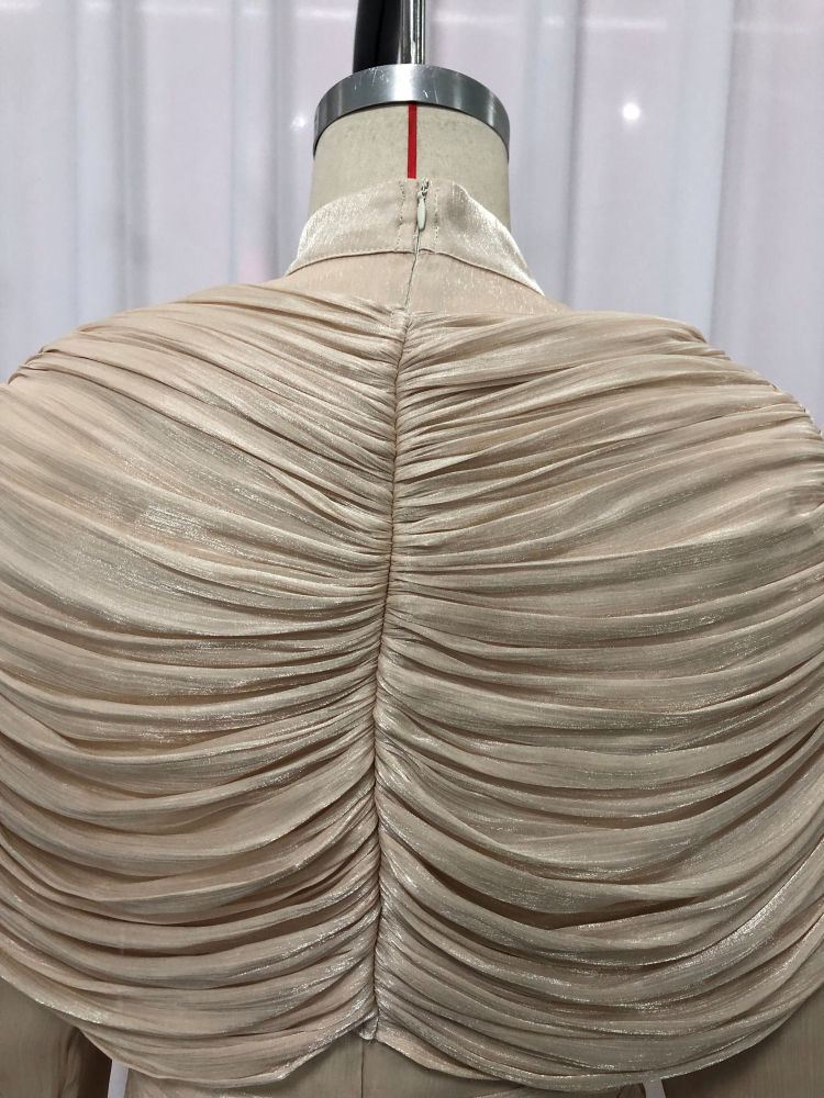 TWOTWINSTYLE Stand Collar Ruffles Minimalist Mini Dress