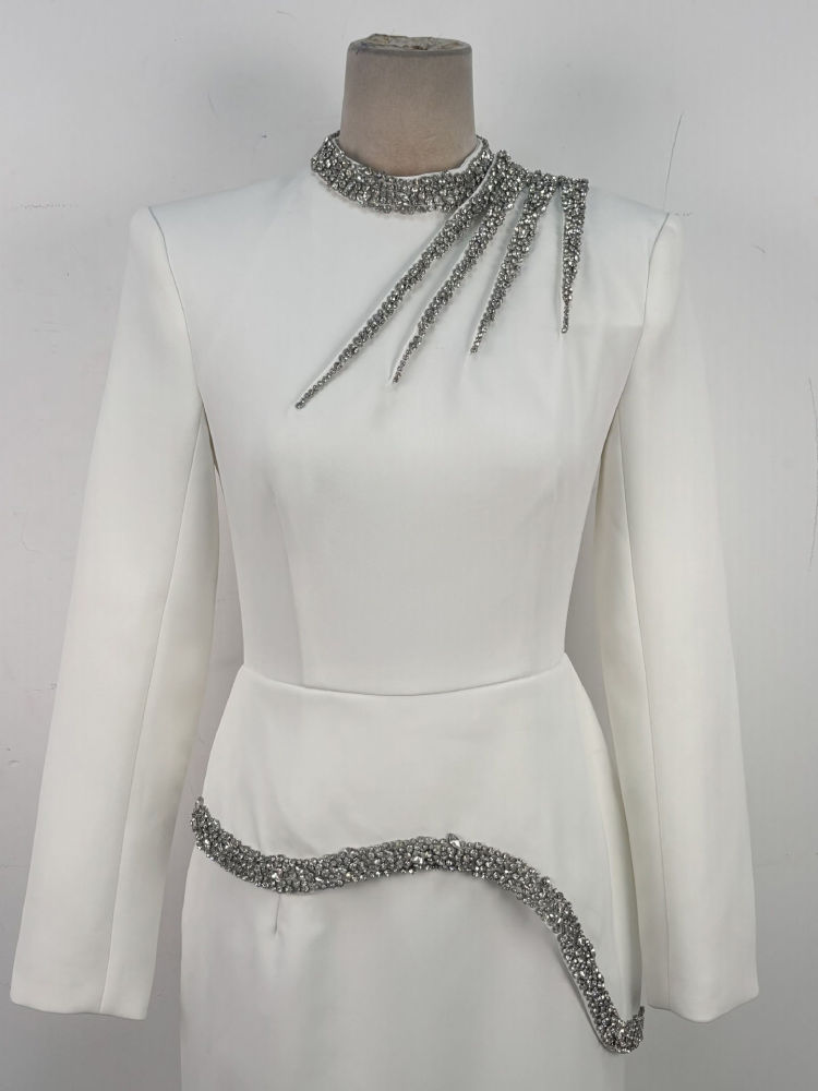 TWOTWINSTYLE Long Sleeve Patchwork Diamond Tunic Fashion Dress