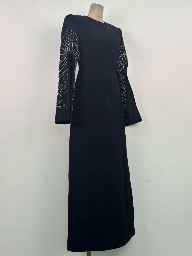 TWOTWINSTYLE Round Neck High Waist Temperament Maxi Dress