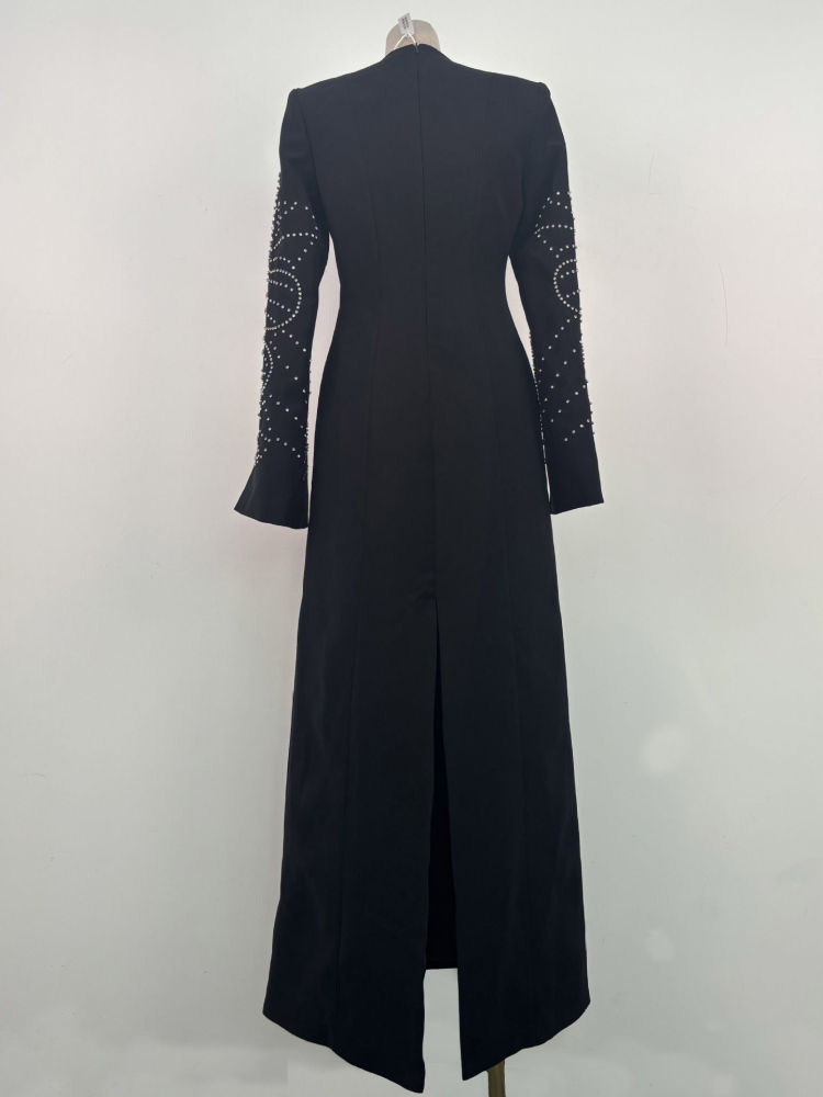 TWOTWINSTYLE Round Neck High Waist Temperament Maxi Dress