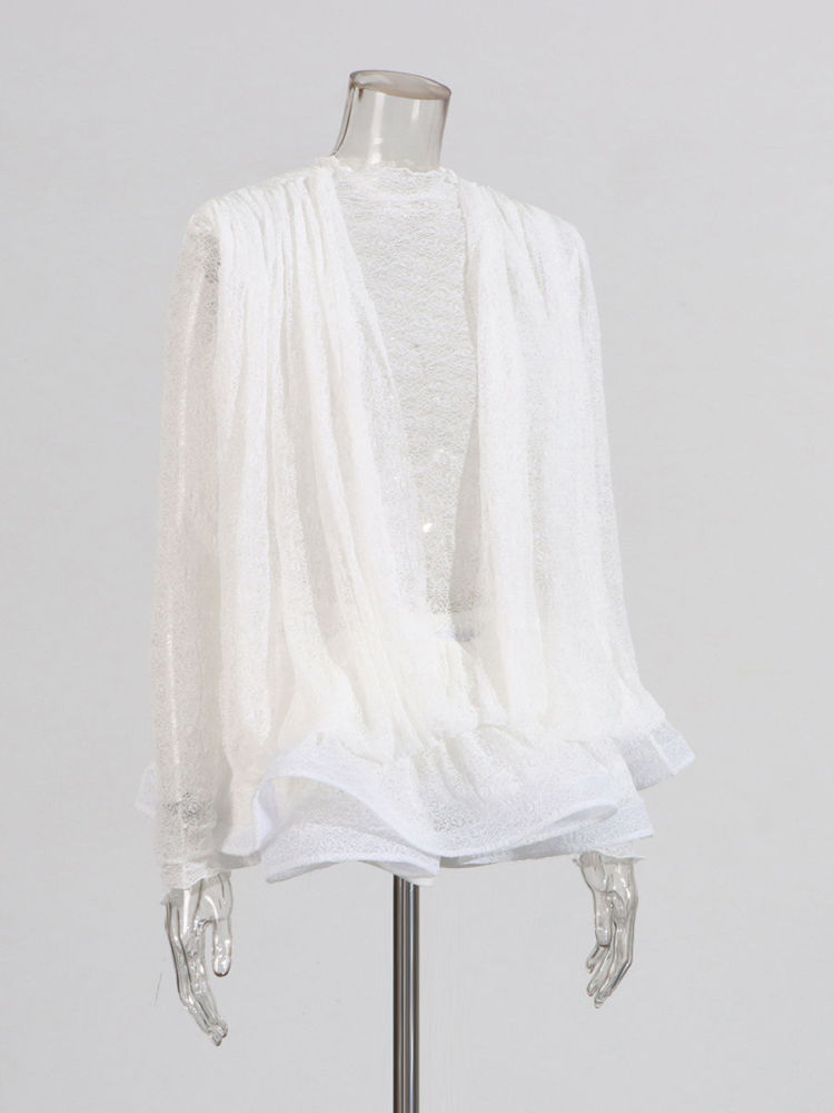 TWOTWINSTYLE Long Sleeve Patchwork Lace Pleated Designer Dress
