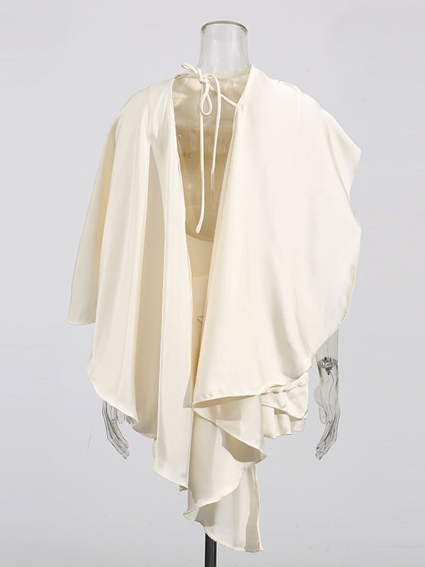 TWOTWINSTYLE Spliced Asymmetric Shawl Style Cloak Elegant Dress