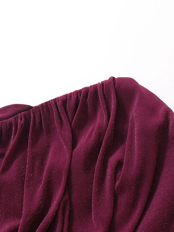 TWOTWINSTYLE Patchwork Bowknot Side Split Strapless Dress