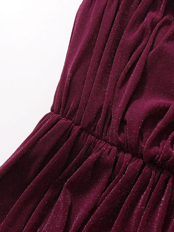 TWOTWINSTYLE Patchwork Bowknot Side Split Strapless Dress