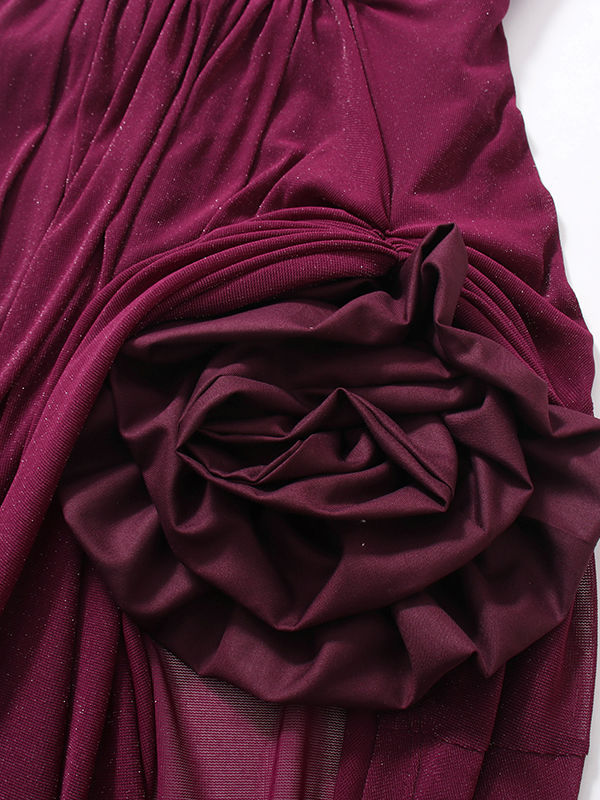 TWOTWINSTYLE Patchwork Bowknot Side Split Strapless Dress