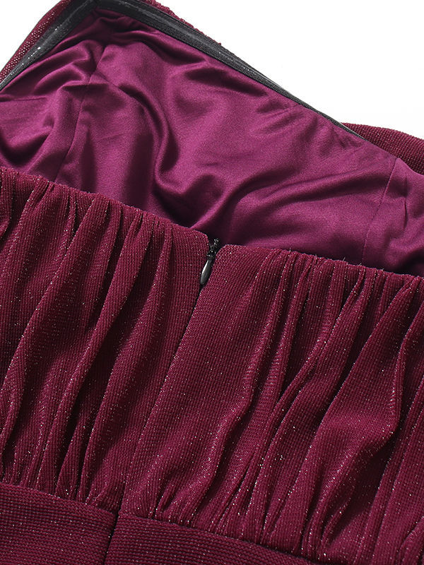 TWOTWINSTYLE Patchwork Bowknot Side Split Strapless Dress