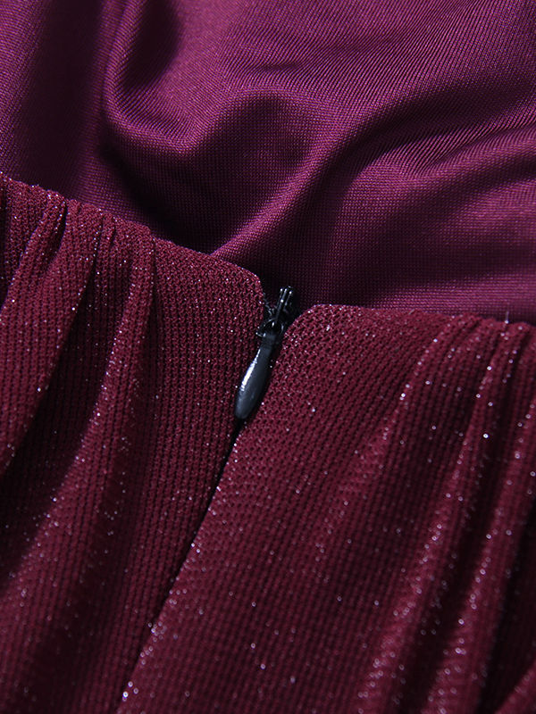 TWOTWINSTYLE Patchwork Bowknot Side Split Strapless Dress