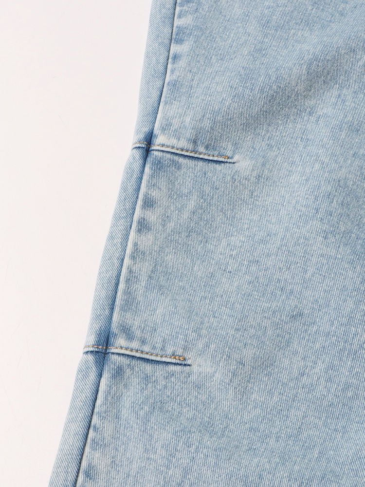 TWOTWINSTYLE High Waist Spliced Zipper Tapered Design Jeans