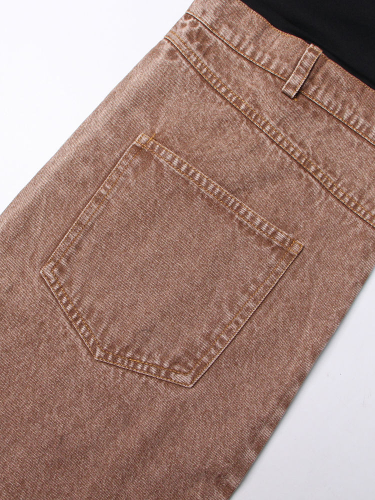 TWOTWINSTYLE Hit Color Patchwork Belt Casual Designer Pants