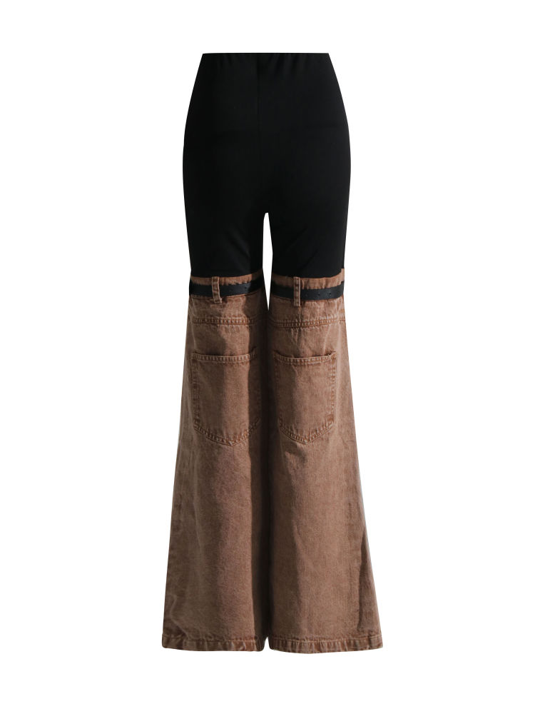 TWOTWINSTYLE Hit Color Patchwork Belt Casual Designer Pants