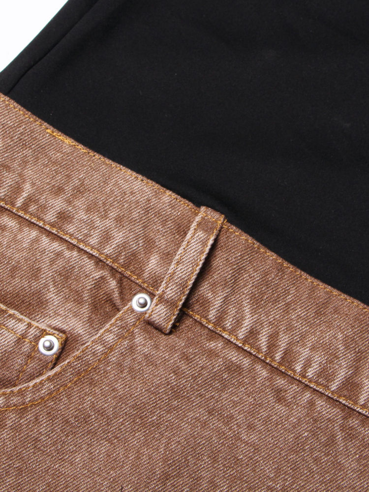 TWOTWINSTYLE Hit Color Patchwork Belt Casual Designer Pants