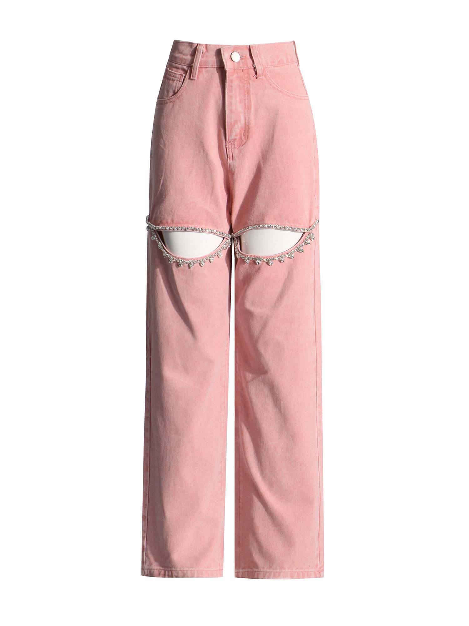 TWOTWINSTYLE Hollow Out High Waist Fashion Denim Pants