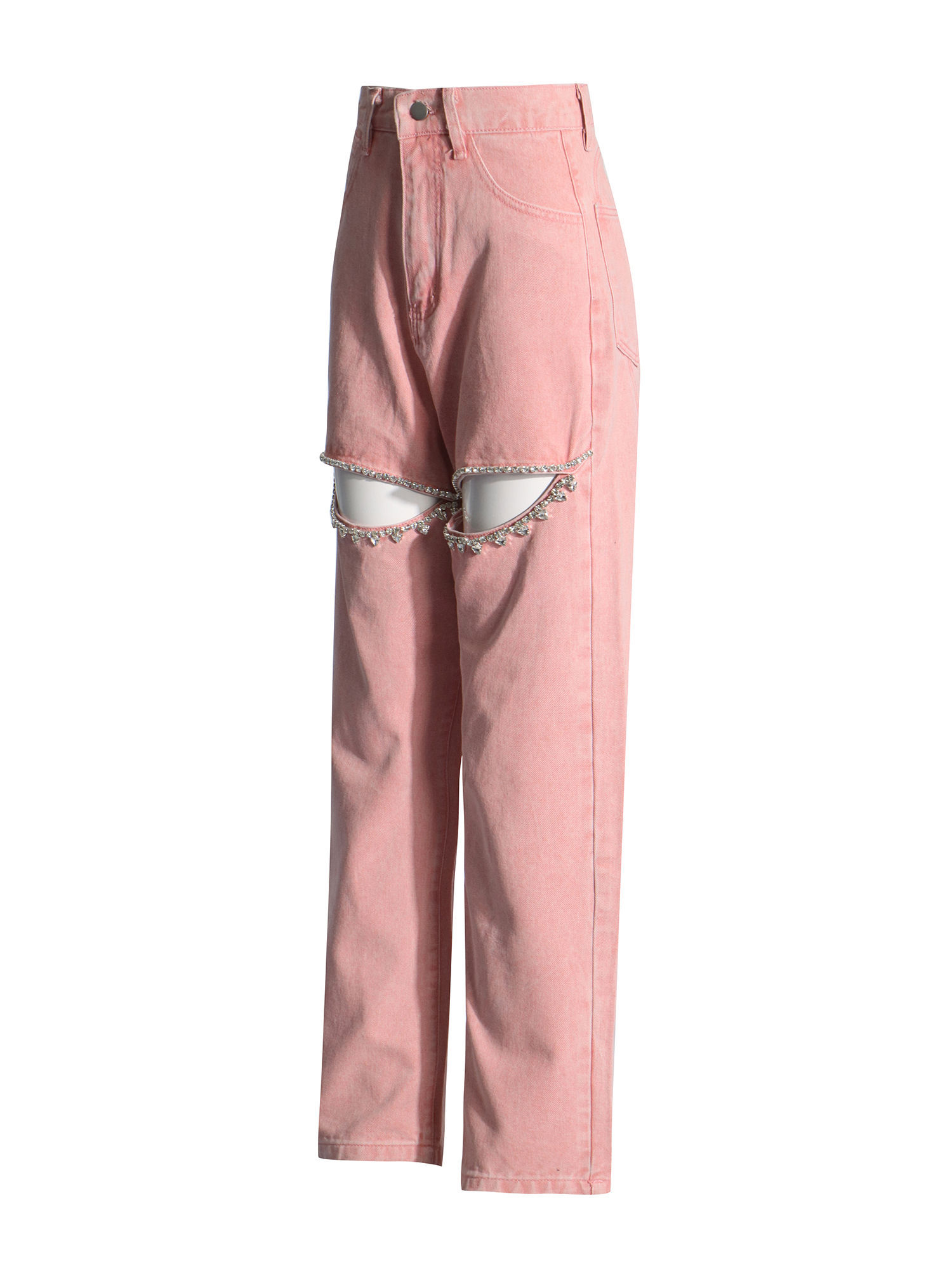 TWOTWINSTYLE Hollow Out High Waist Fashion Denim Pants
