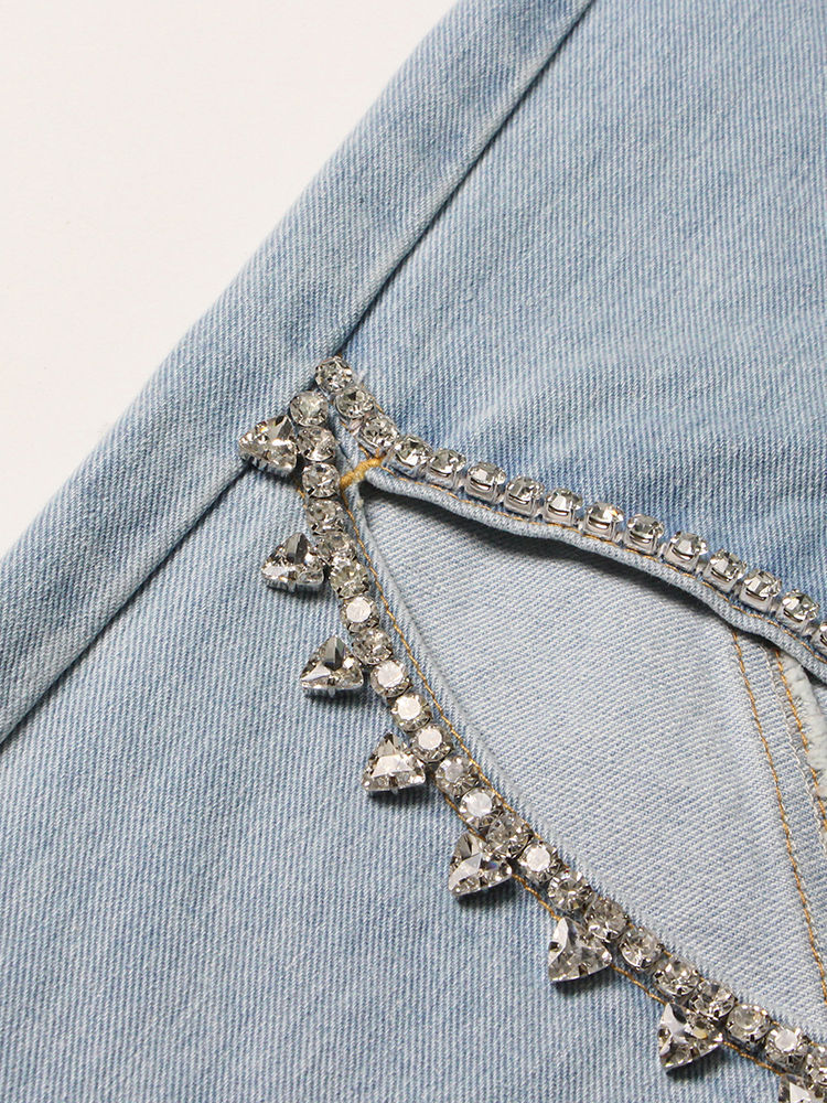 TWOTWINSTYLE Hollow Out High Waist Fashion Denim Pants