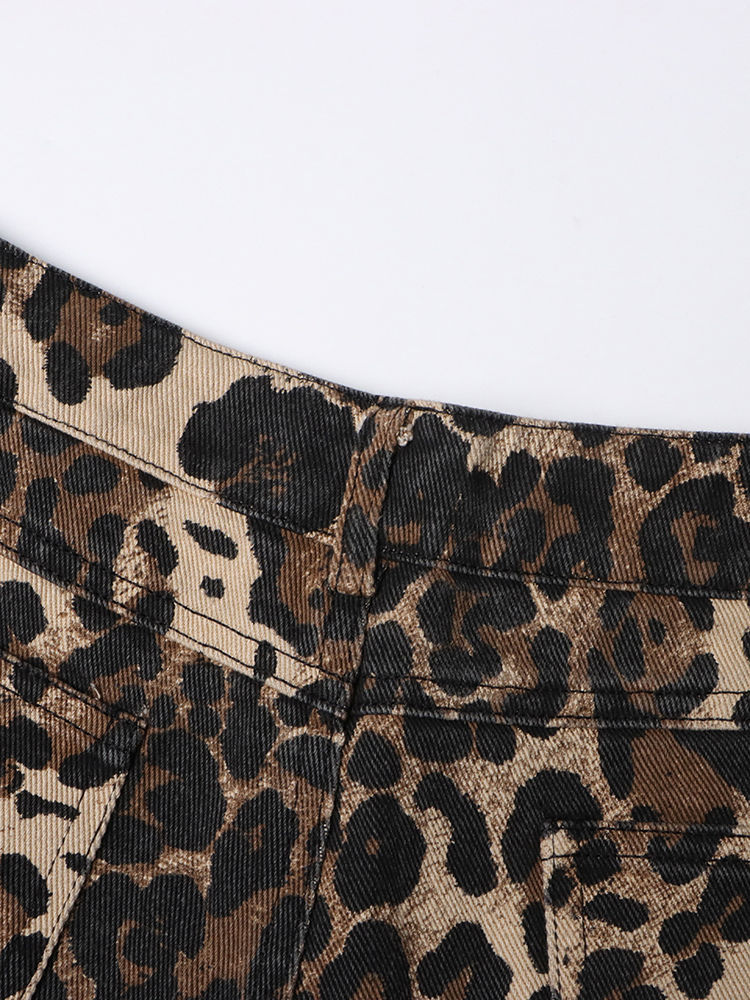 TWOTWINSTYLE Leopard High Waist Hollow Out Fashion Pants