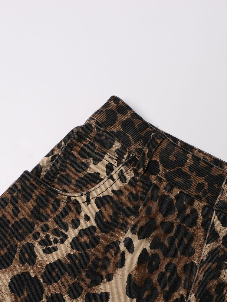 TWOTWINSTYLE Leopard High Waist Hollow Out Fashion Pants