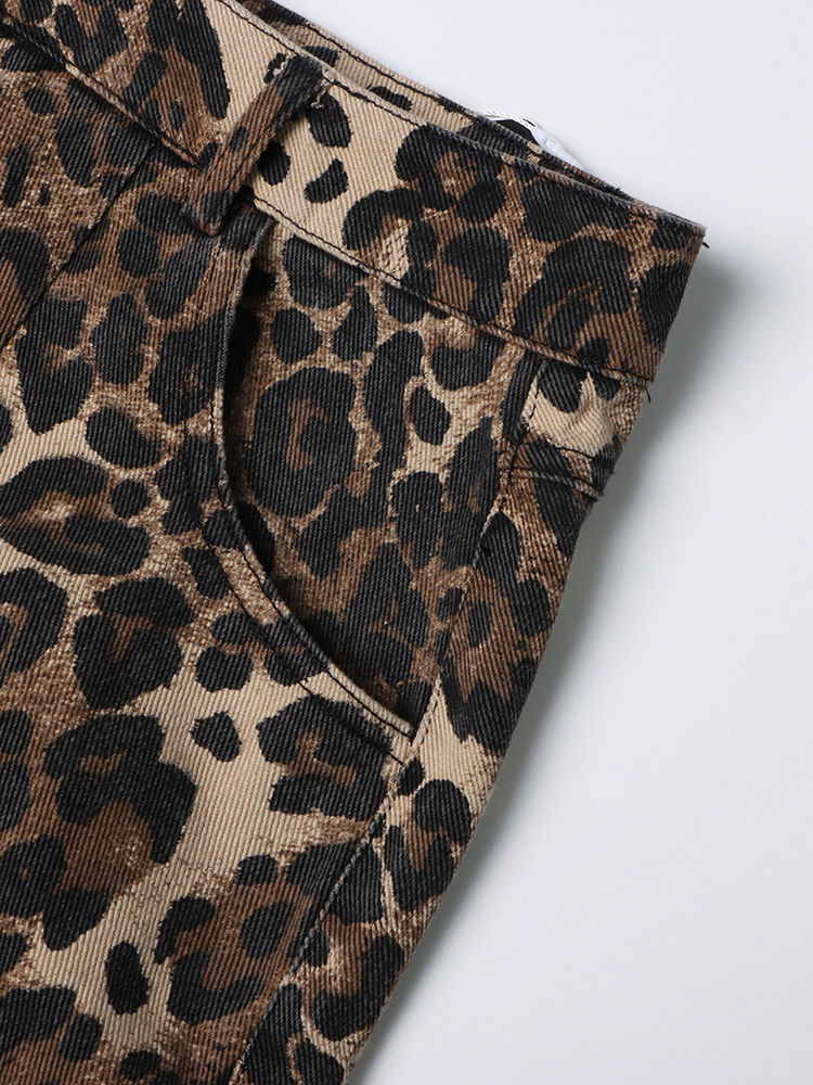 TWOTWINSTYLE Leopard High Waist Hollow Out Fashion Pants