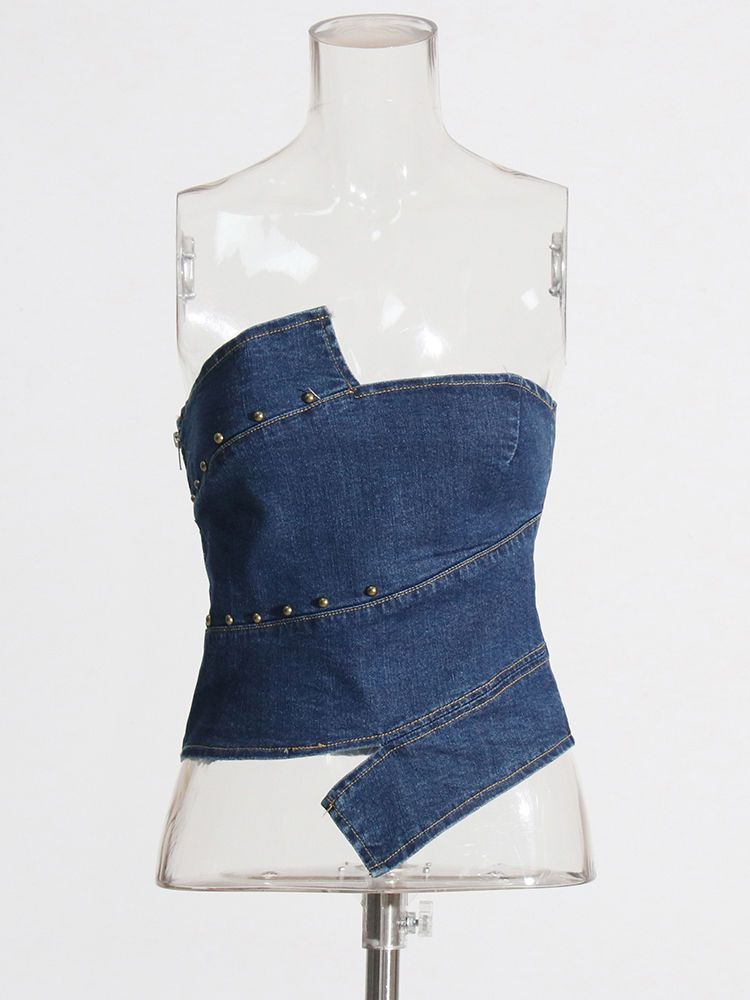 TWOTWINSTYLE Off Shoulder Irregular Tunic Sexy Vest