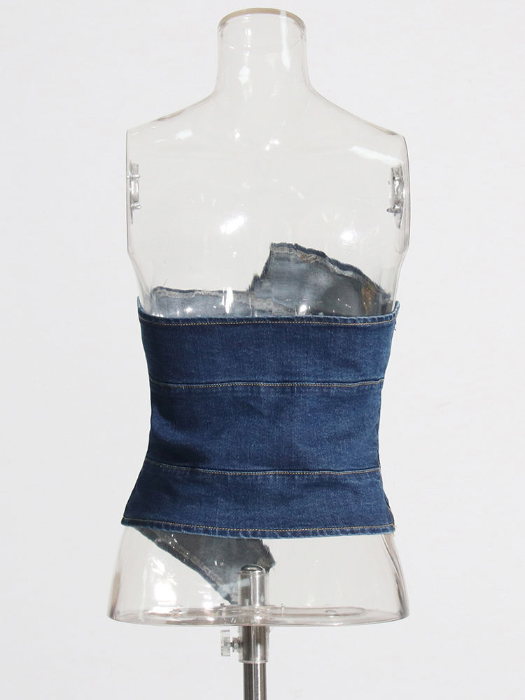 TWOTWINSTYLE Off Shoulder Irregular Tunic Sexy Vest