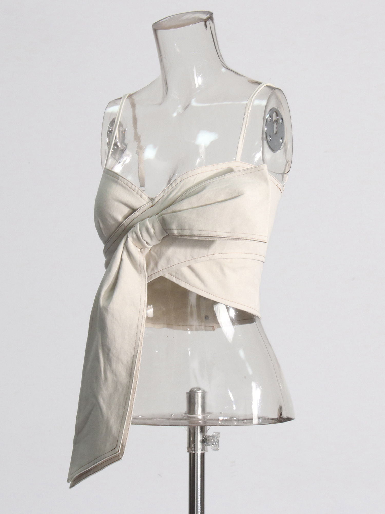 TWOTWINSTYLE Off Shoulder Spliced Bowknot Sexy Vest