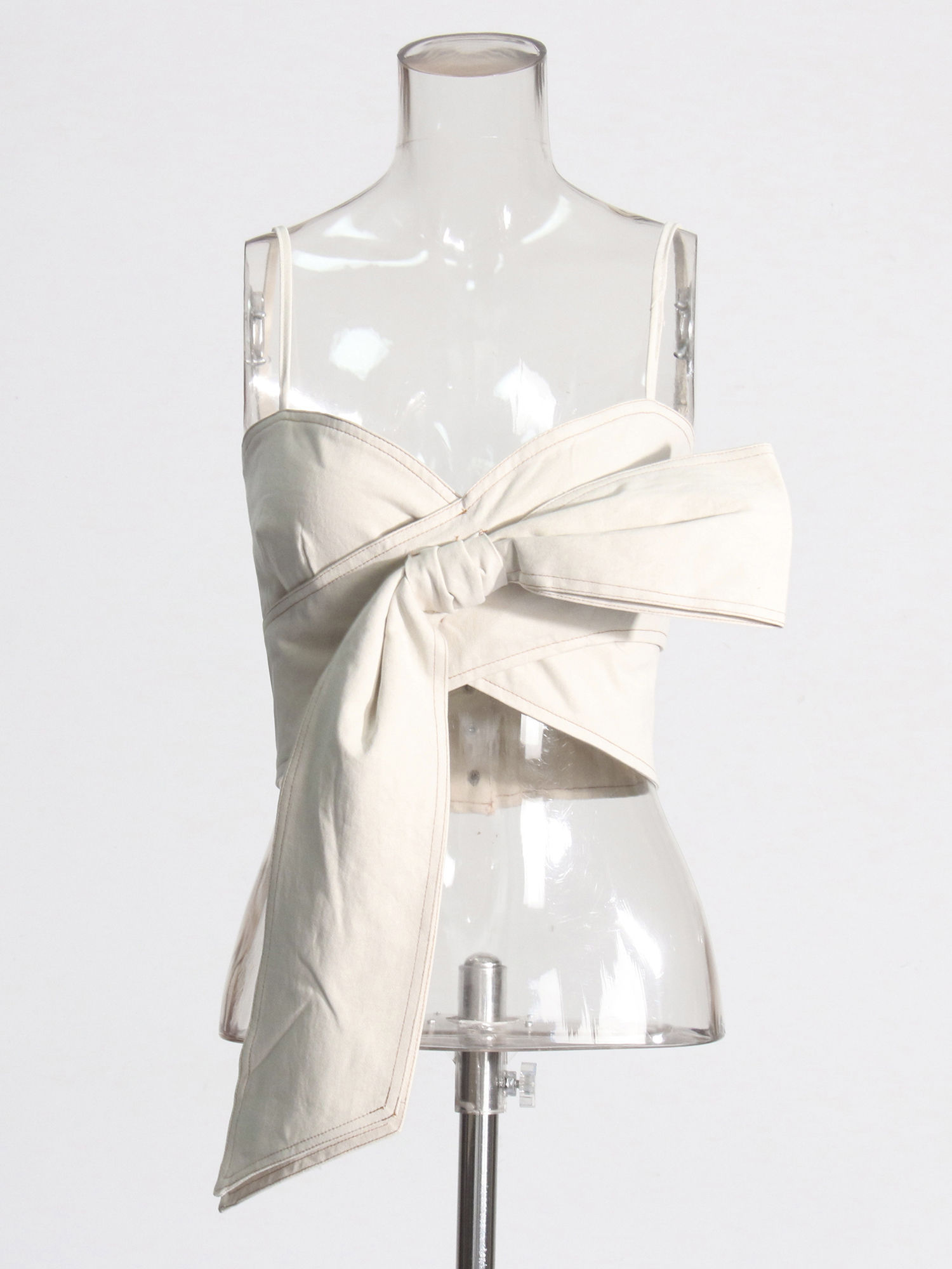 TWOTWINSTYLE Off Shoulder Spliced Bowknot Sexy Vest