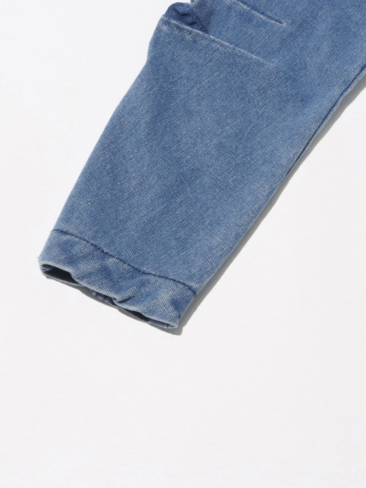 TWOTWINSTYLE Round Neck Patchwork Pocket Vintage Denim Coat