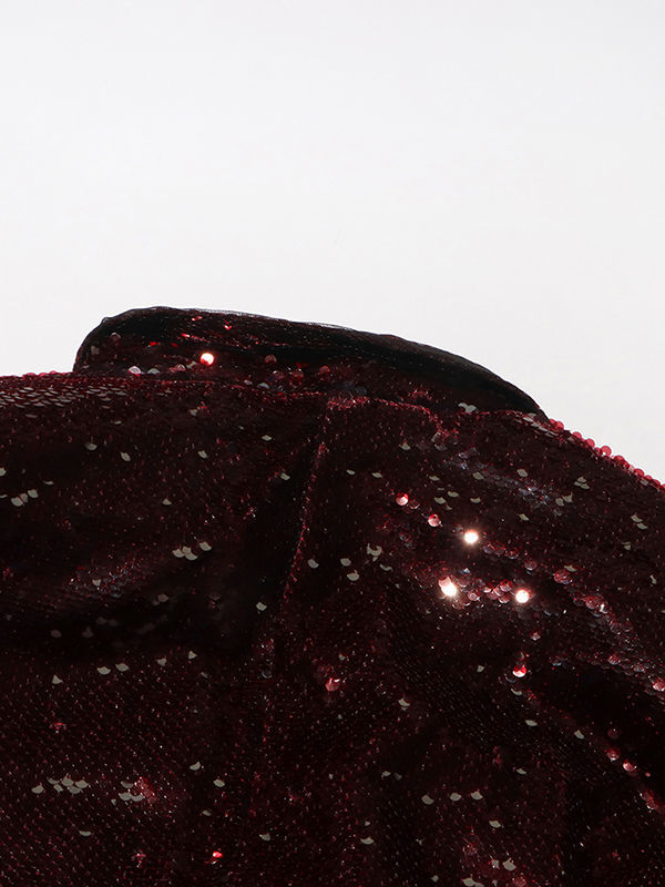 TWOTWINSTYLE Solid Long Sleeve Lapel Patchwork Sequins Vintage Coat