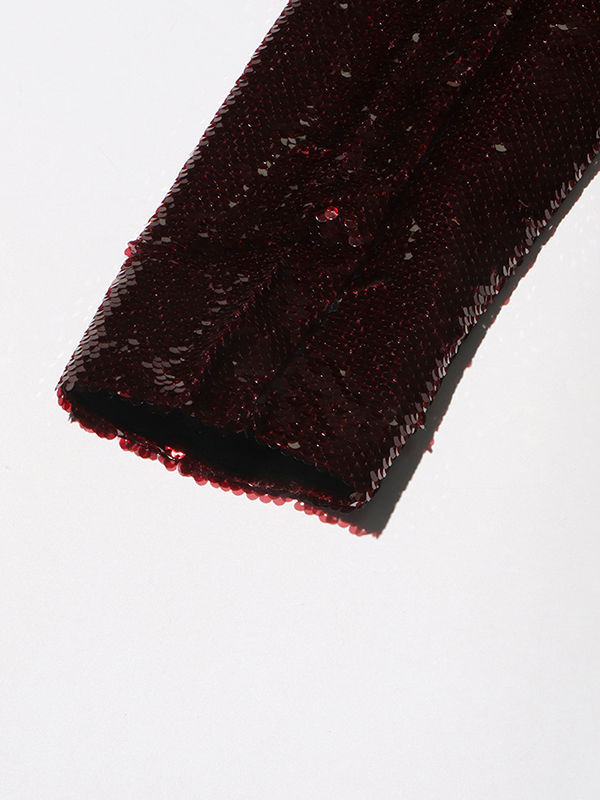 TWOTWINSTYLE Solid Long Sleeve Lapel Patchwork Sequins Vintage Coat
