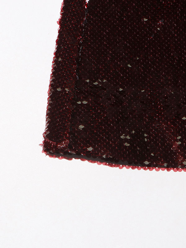 TWOTWINSTYLE Solid Long Sleeve Lapel Patchwork Sequins Vintage Coat