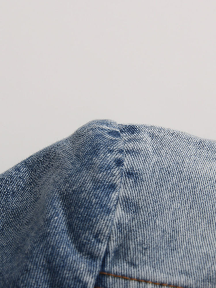 TWOTWINSTYLE V Neck Long Sleeve Spliced Belt Fashion Denim Coat
