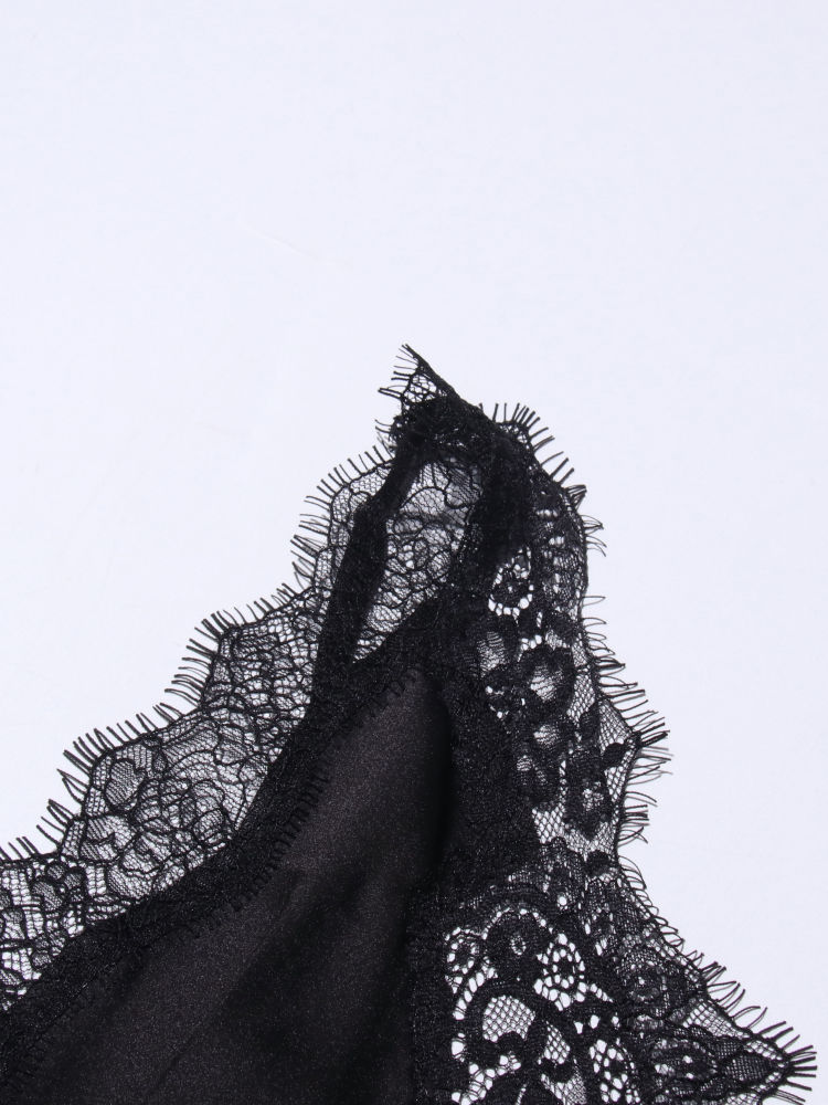 TWOTWINSTYLE Hit Color Spliced Lace Side Split Elegant Dress