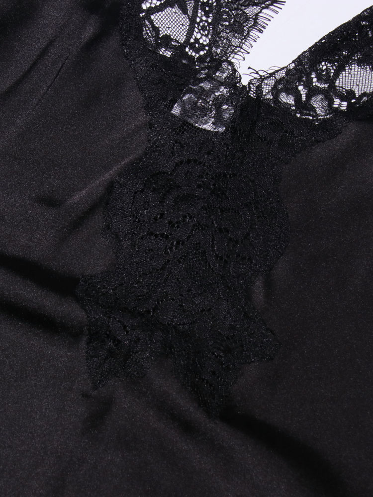TWOTWINSTYLE Hit Color Spliced Lace Side Split Elegant Dress