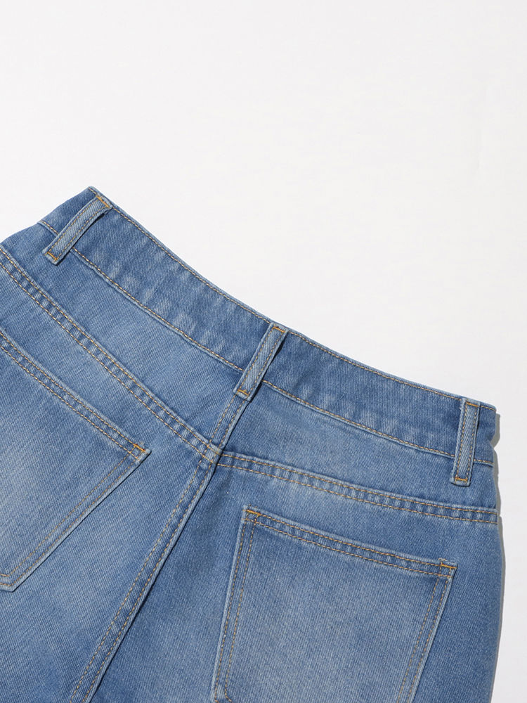 TWOTWINSTYLE Hollow Out Loose High Waist Casual Jeans