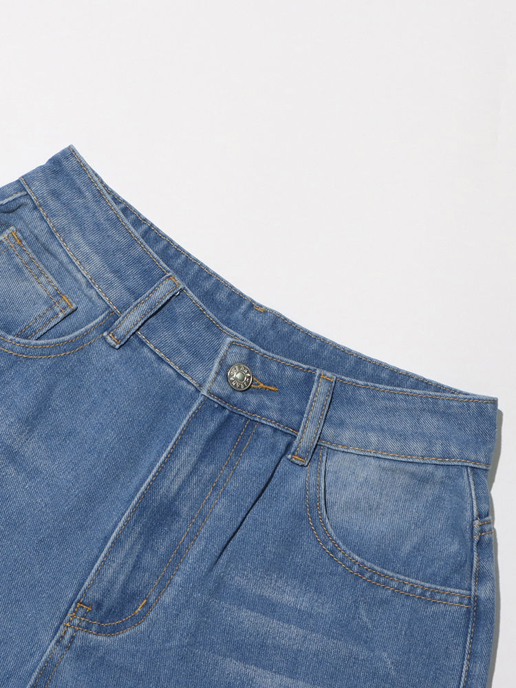 TWOTWINSTYLE Hollow Out Loose High Waist Casual Jeans