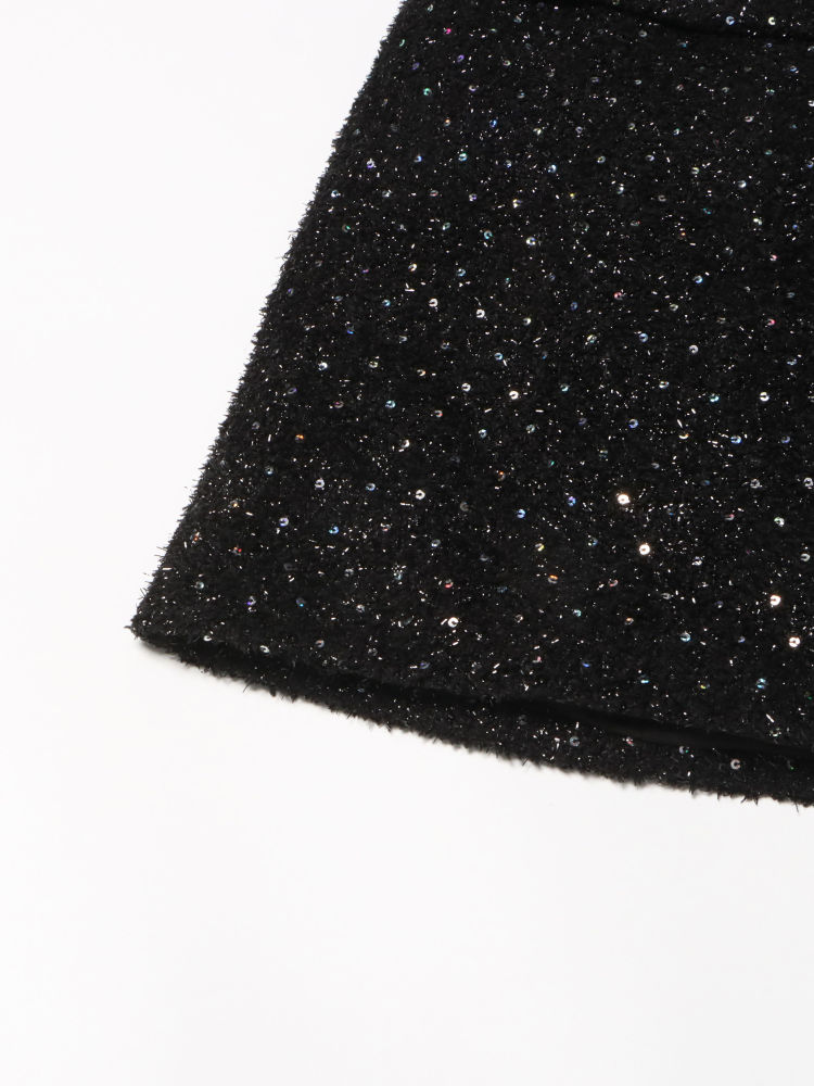 TWOTWINSTYLE Lapel Hit Color Patchwork Pearl Temperament Dress