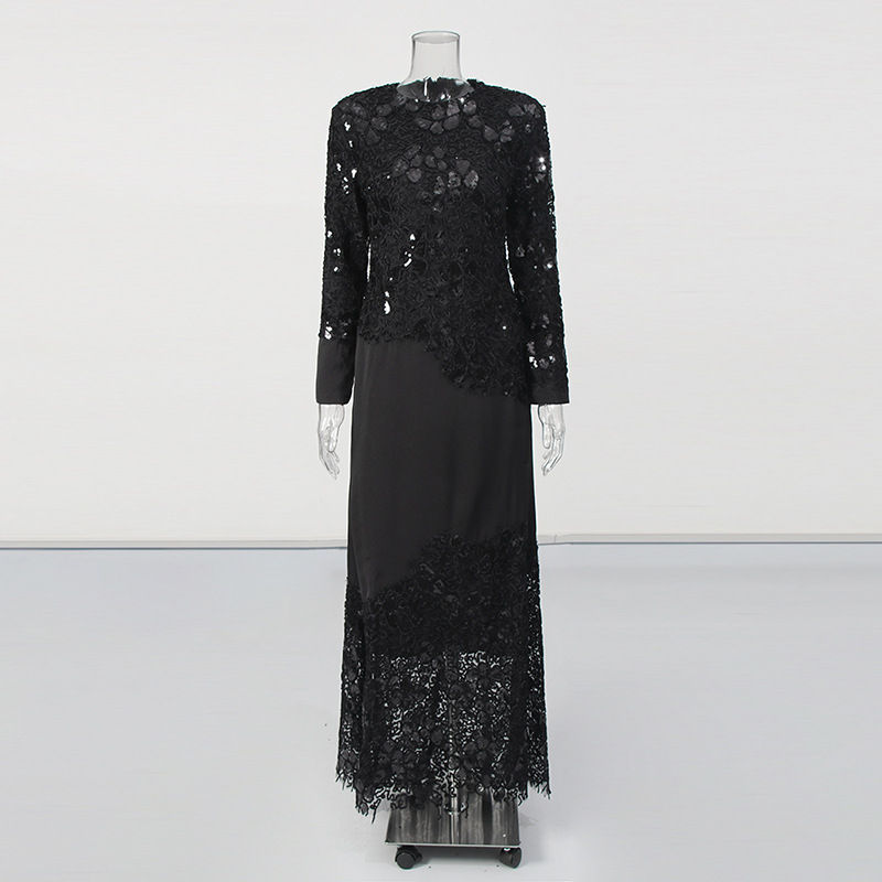 TWOTWINSTYLE Retro Flower Fish Tail Maxi Dress